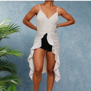 Fashion Nova Leave You Wishing Tank - White/Blue - L